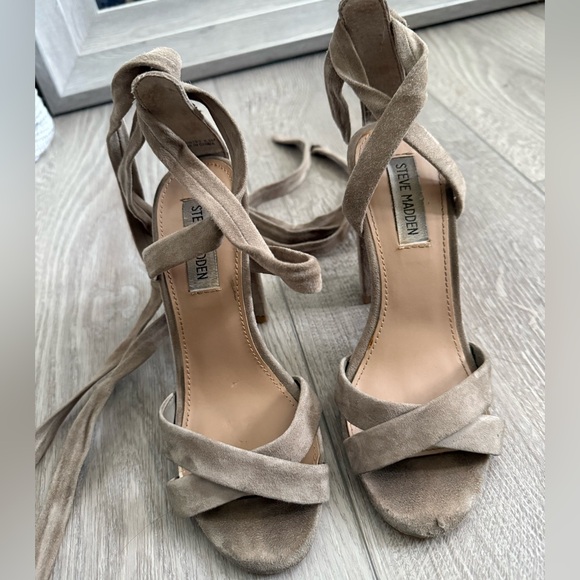 Steve Madden Christey Wrap Heels - Taupe - Picture 6 of 7